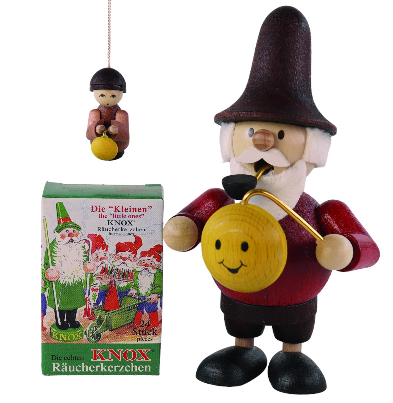 Geschenkset Mini-Räuchermann Wichtel mit Lampion 13,0 cm groß+1 Baumbehang+1 Pack Mini Räucherkerzen Geschenkset Mini-Räuchermann Wichtel mit Lampion 13,0 cm groß+1 Baumbehang+1 Pack Mini Räucherkerzen