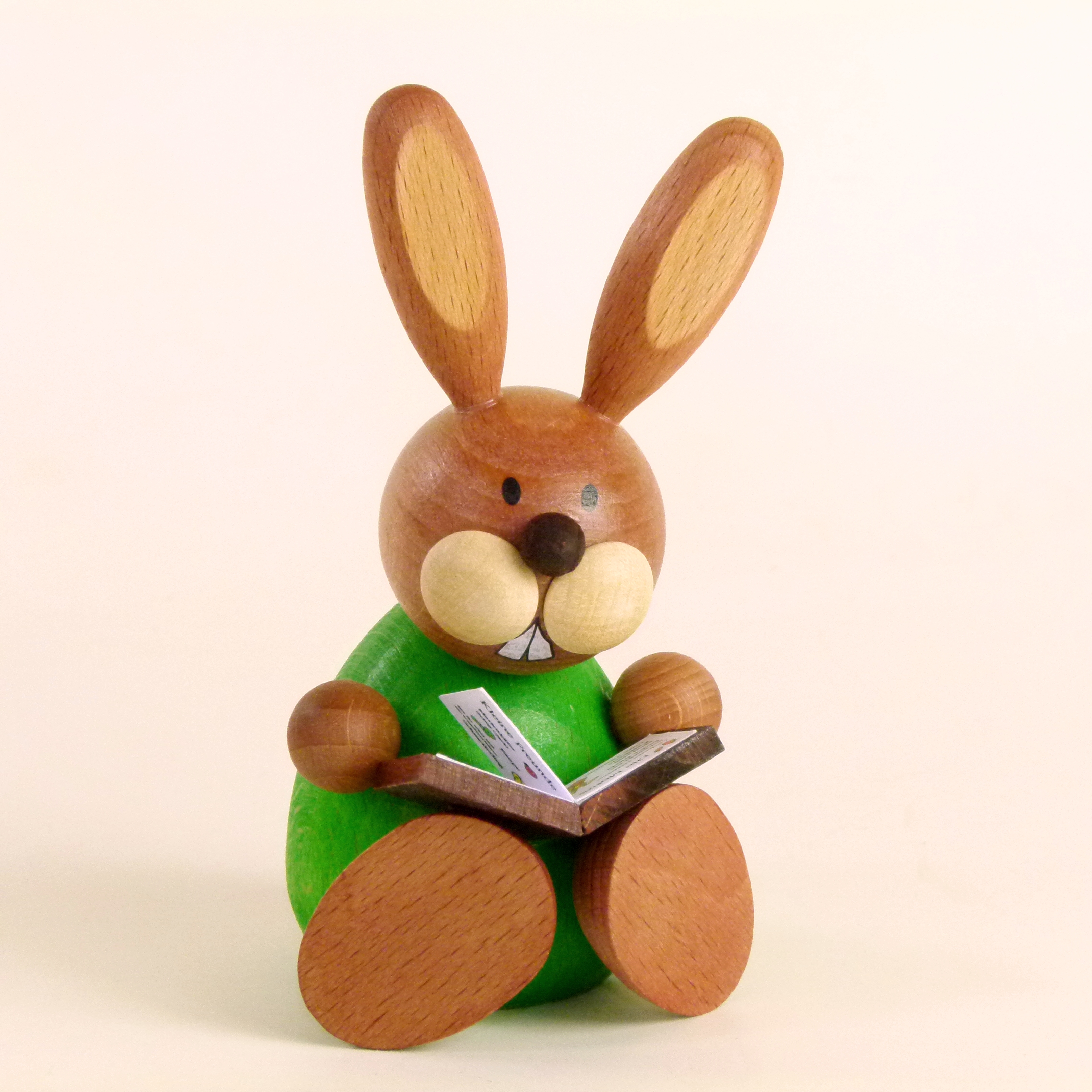  Osterhase Tisch-Deko Holzkunst sitzend mit Buch 