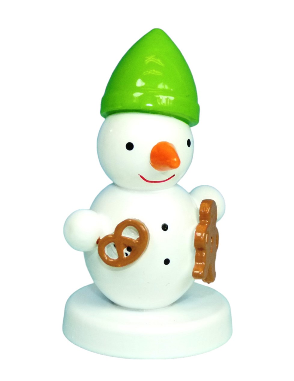 Schneemannfigur stehend mit Pfefferkuchen