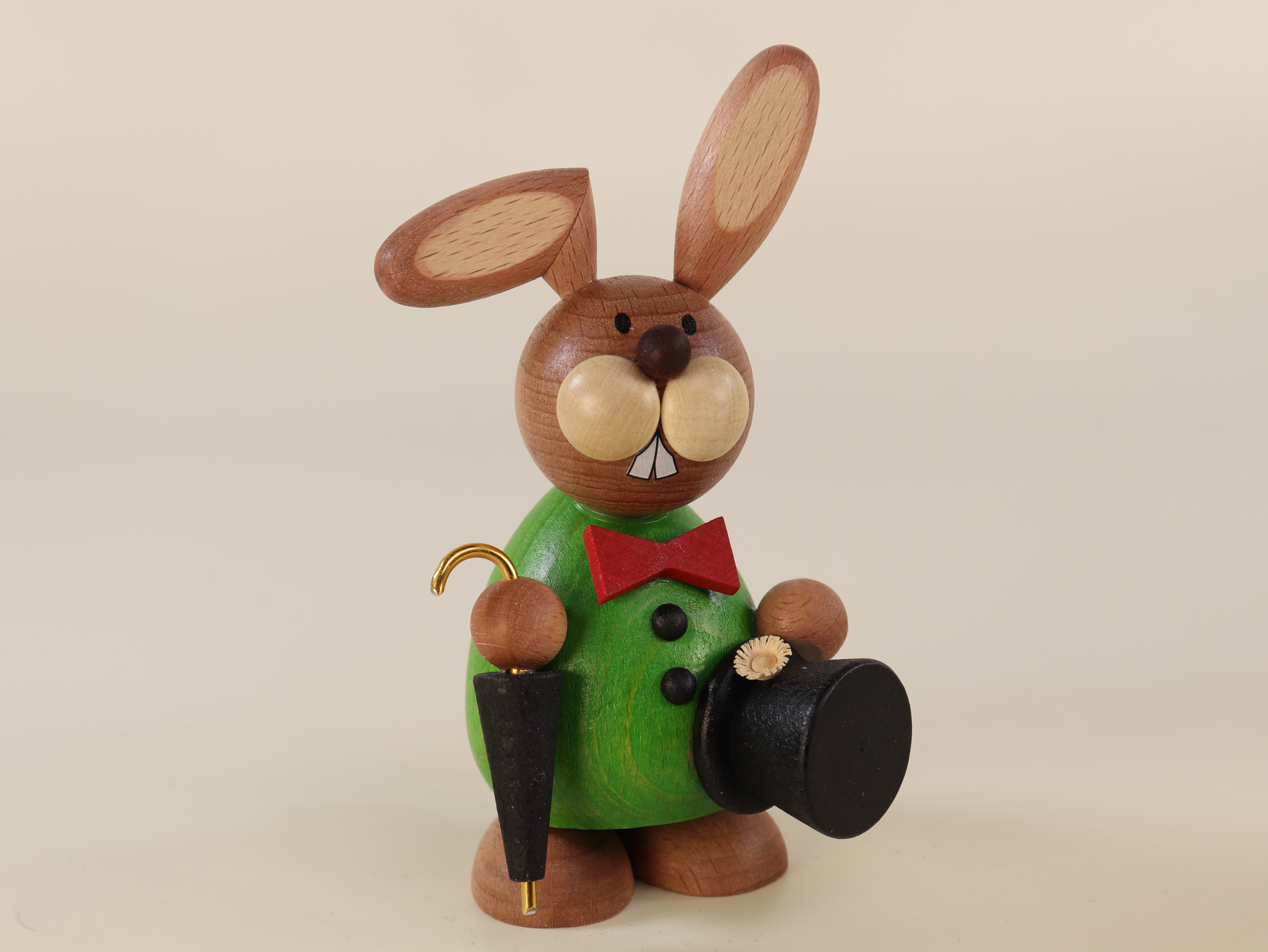 Hase mit Schirm & Zylinder als Oster-Tischdeko
