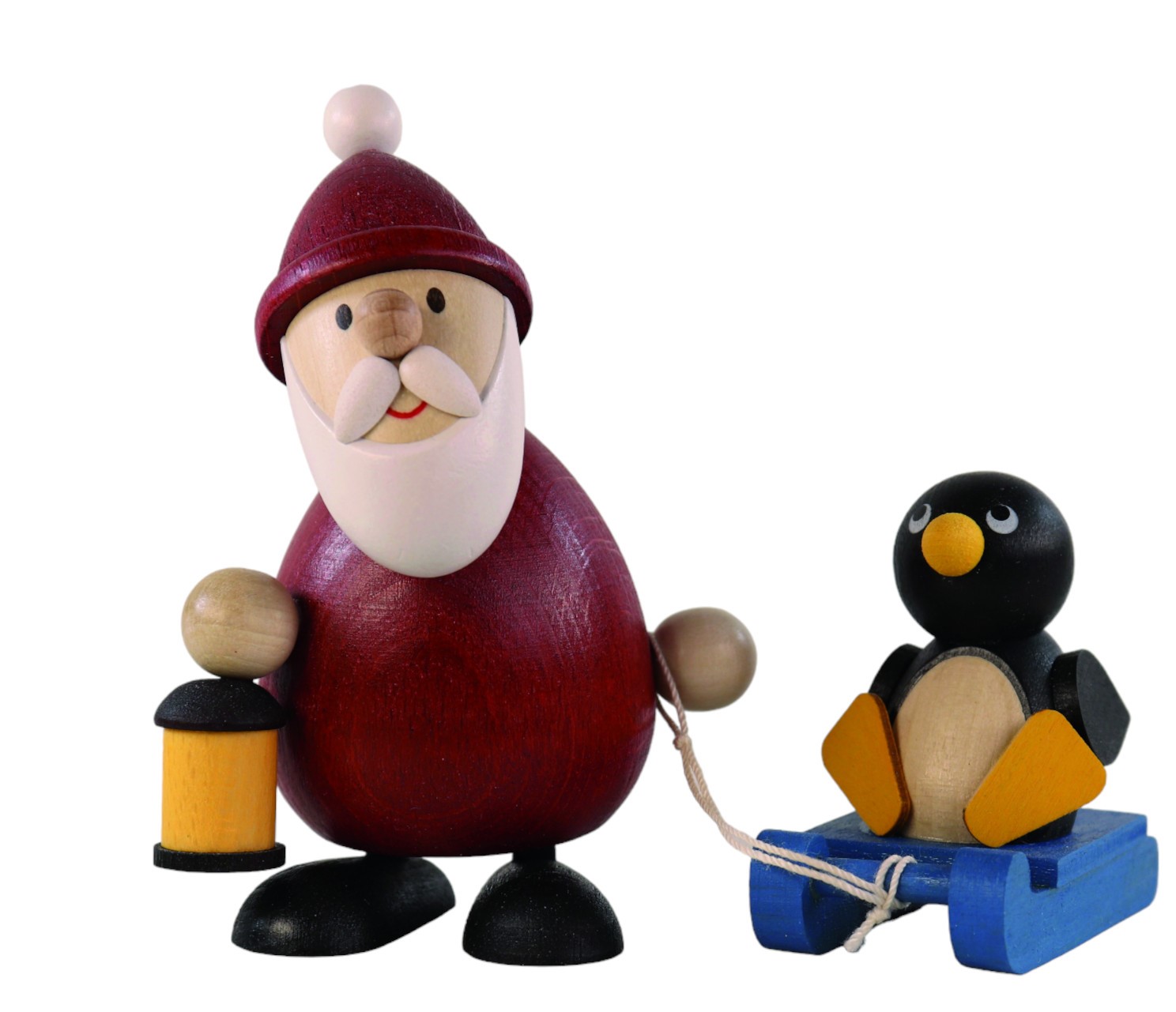 Weihnachtsmann 9,5 cm mit Schlitten und Pinguin LxBxH 3,0x5,0x5,0cm