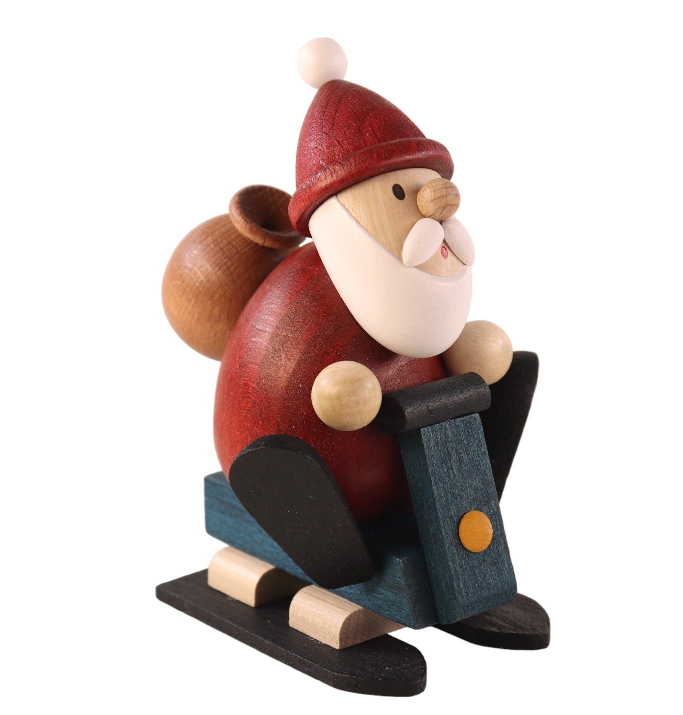 Jetzt den Weihnachtsmann auf dem Schneemobil bestellen! Dekofigur zum Hinstellen aus Holz, Weihnachtsmann auf Snowmobil.