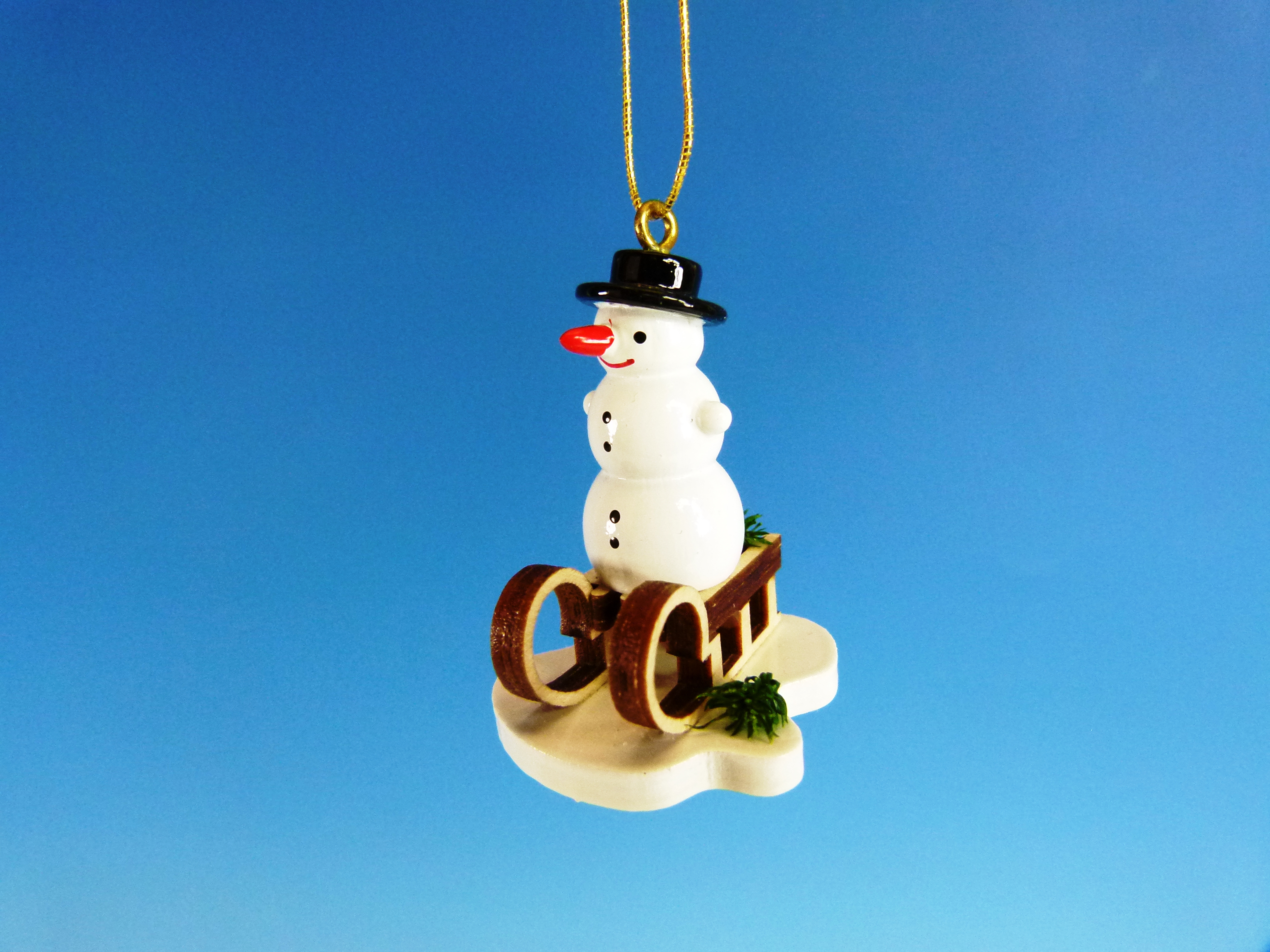 Schneemann auf Schlitten als Weihnachts- / Winter-Baumschmuck