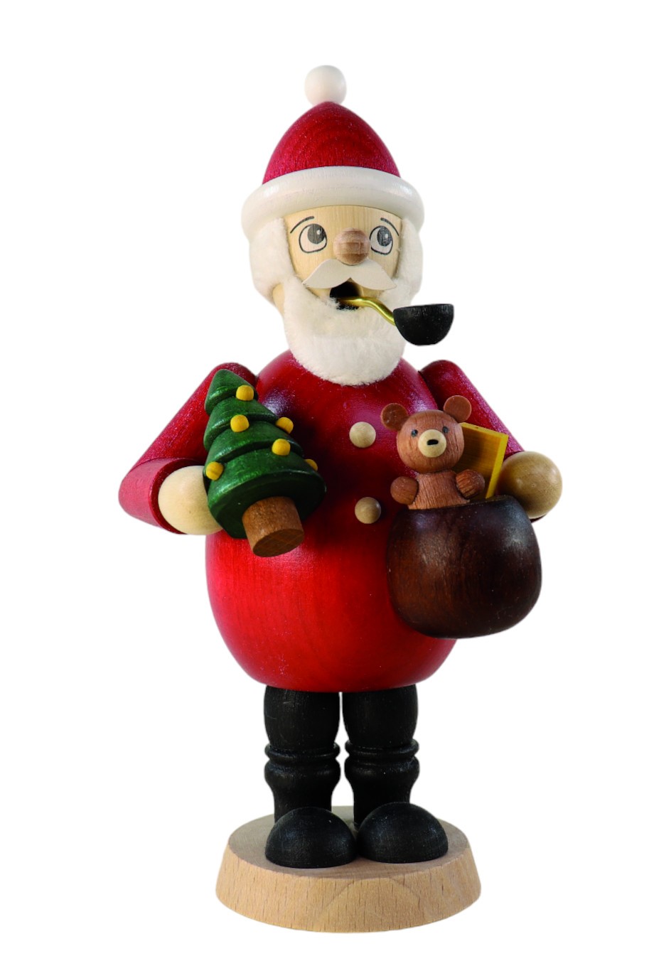 Räuchermann Weihnachtsmann mit Sack & Teddy & Weihnachtsbaum, Höhe ca. 17,0cm