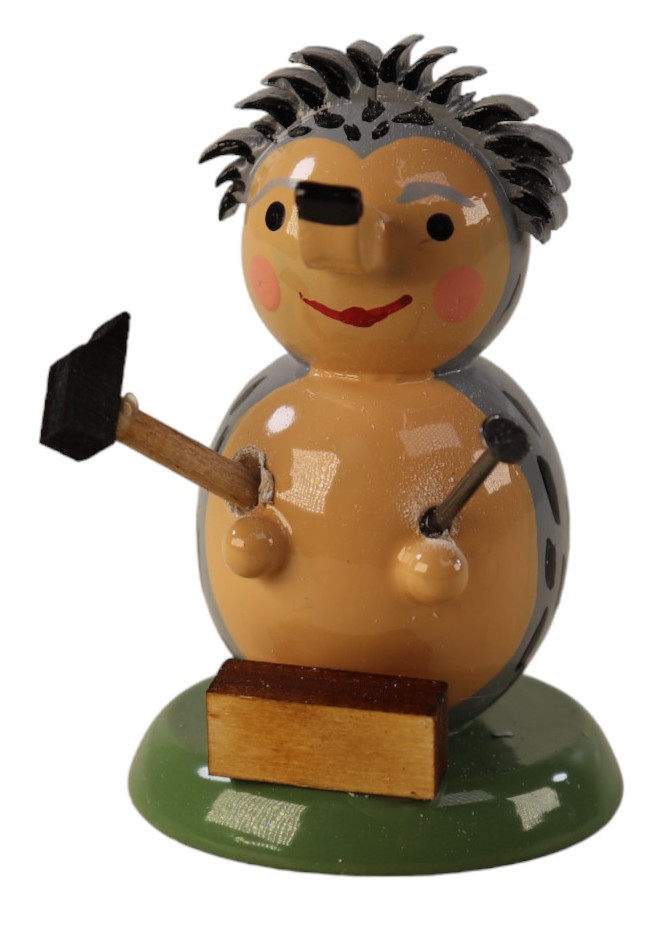 Unser Igel mit Hammer und Werkzeug in der Hand als ideales Geschenk! Figur aus Holz zum Hinstellen mit Hammer und Werkzeug in der Hand.