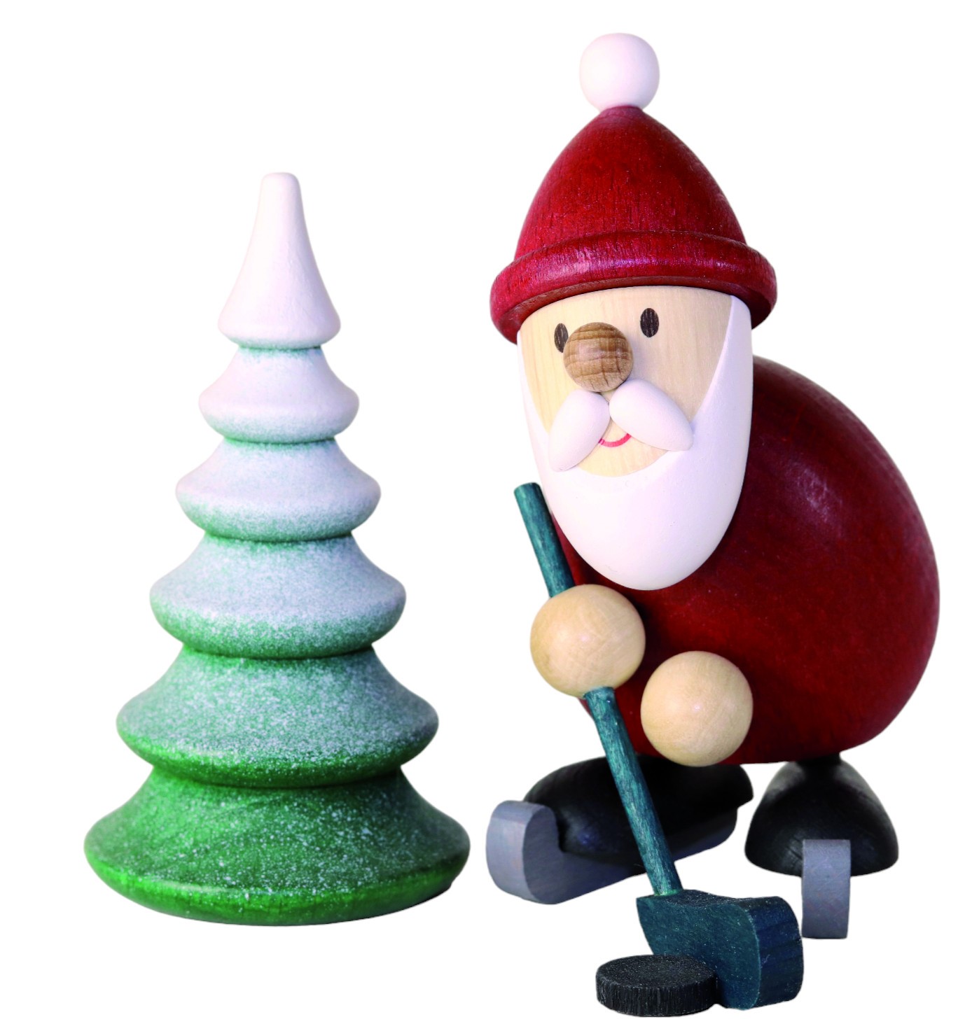 weihnachtsmann_eishockeyspieler_und_verschneiter_baum_ullrich_kunsthandwerk_paul_ullrich_volkskunstbestehen