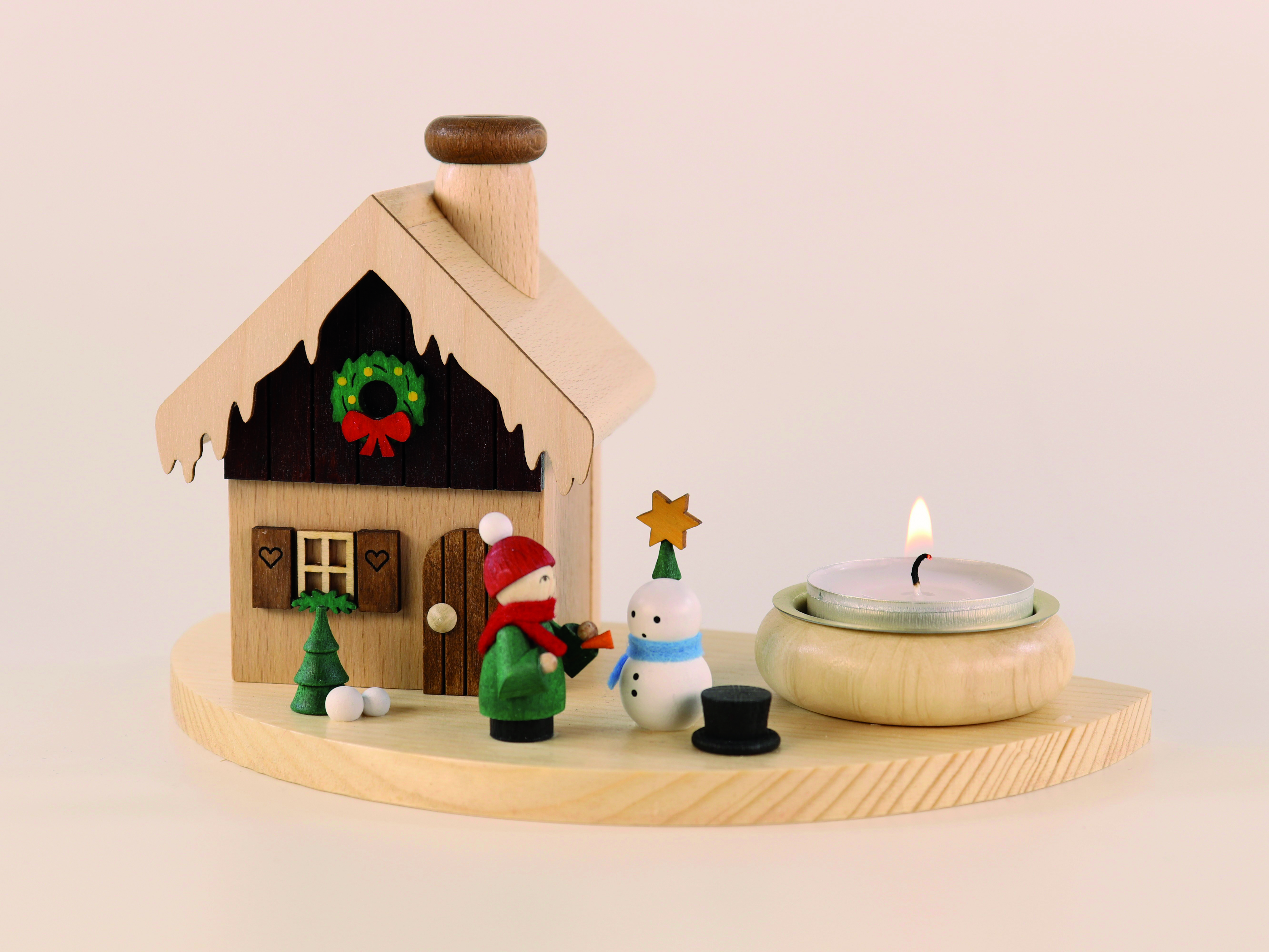 Räucherhaus & Teelichthalter 'Adventszeit' aus Holz als Tischdeko kaufen