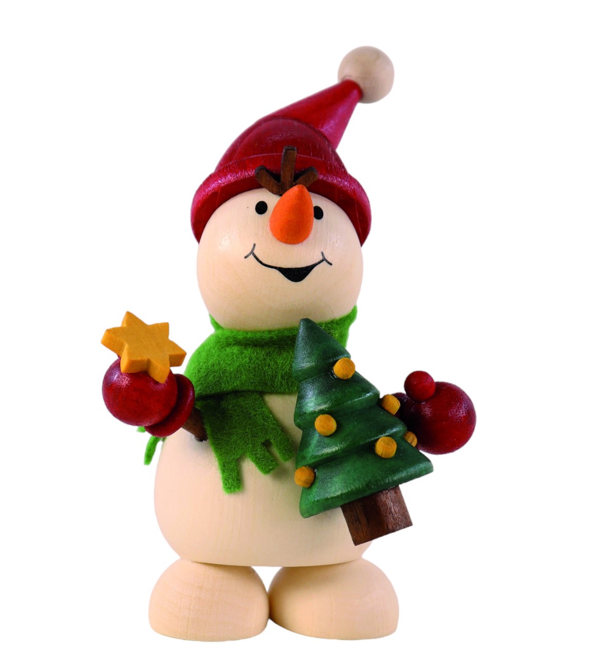 Holzfigur Schneemann mit Weihnachtsbaum